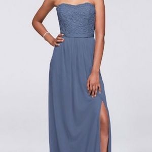 David’s Bridal Lace & Mesh Strapless Dress